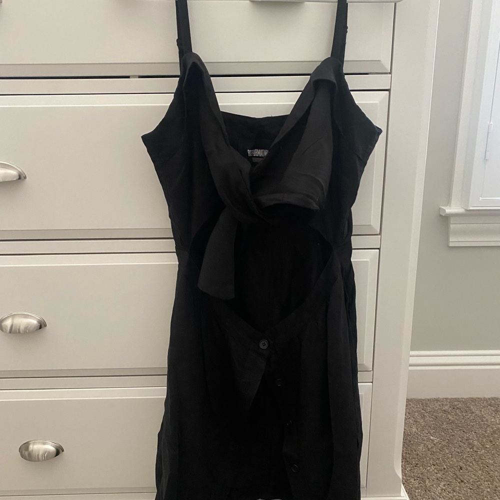 Reformation linen cut out tie front sun dress